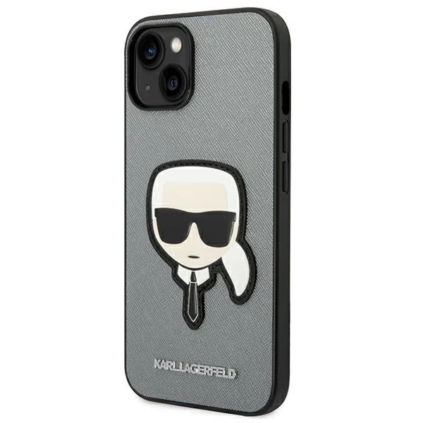Etui Karl Lagerfeld KLHCP14MSAPKHG pre iPhone 14 Plus 6,7" pevné puzdro Saffiano Karl`s Head Patch